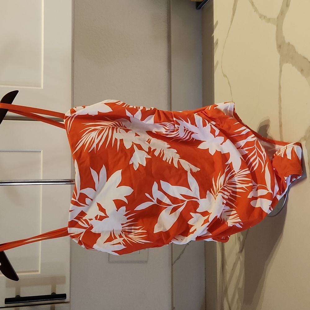 Bathing Suit Square Neck Cutout Back Tummy Control with Adjustabable straps sz L - Picture 6 of 8